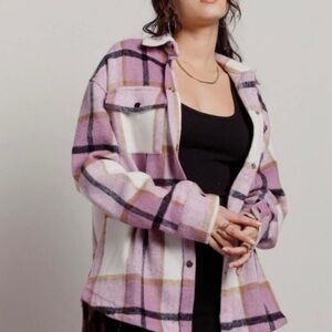 Bailey Rose Pink Plaid Flannel Shacket‎